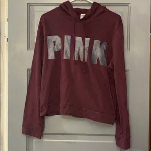 A maroon lightweight PINK hoodie.